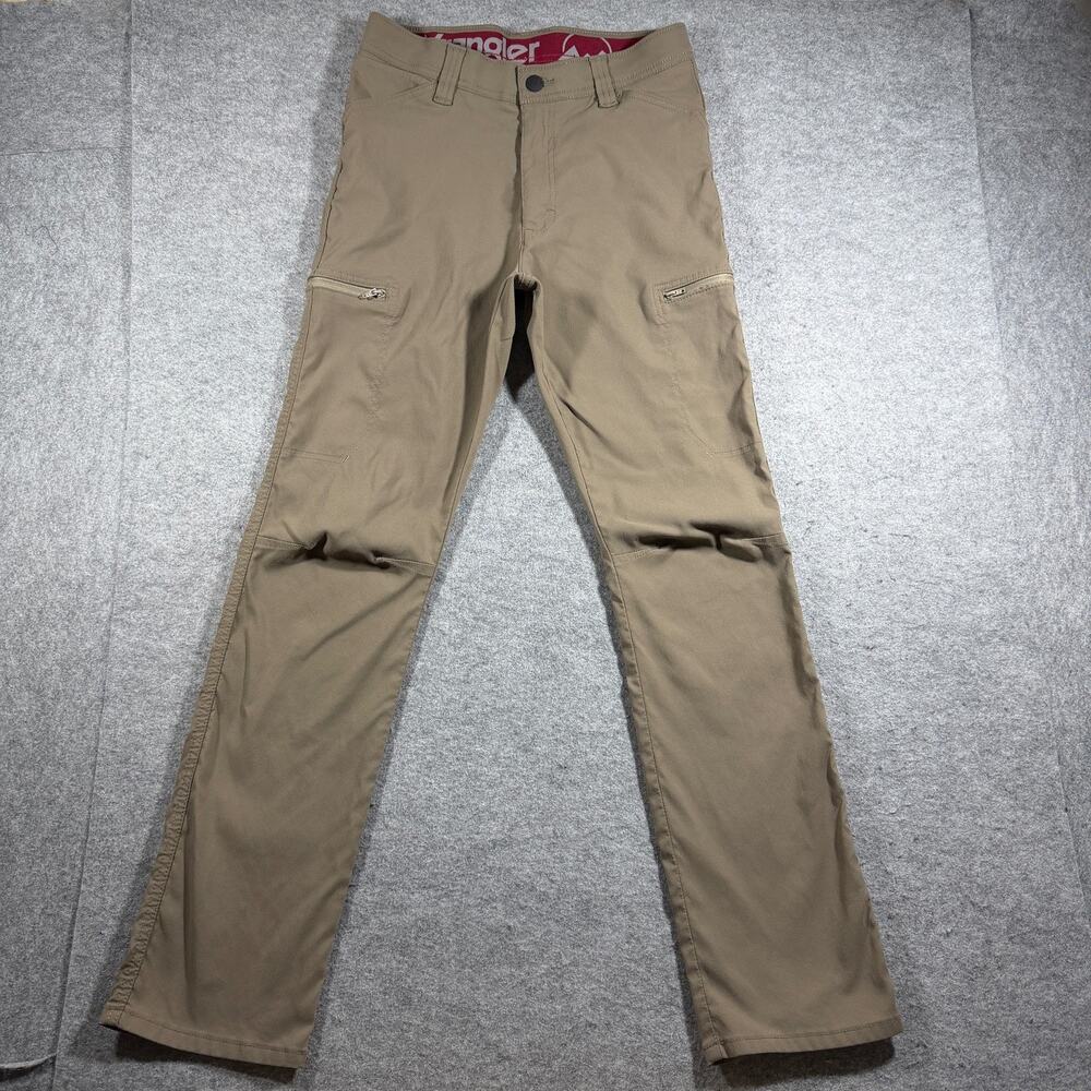 Wrangler ATG Cargo Pants Mens 30x32 Khaki Zip Pockets Articulated Knees Utility